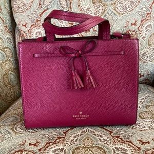 kate spade Pebbled Leather Hayes Street Isobel Satchel in Deep Magenta